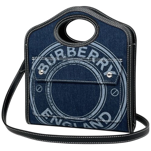 BURBERRYY2K  Mini Pocket Bag Denim Leather Blue Vintage Authentic From Japan