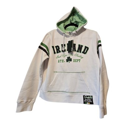 Retro Irish NWT Ireland Hoodie Youth M 14/16 Boys White Green Shamrock Irish