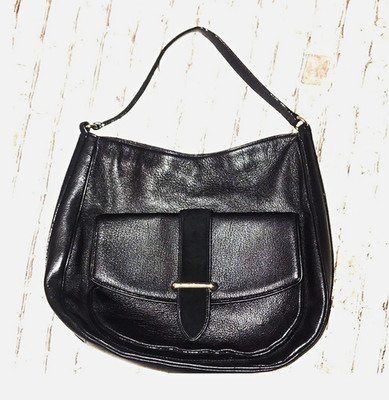 kate spade new york Black Pebbled Shoulder Bag Buckle Accent Gold Magnetic