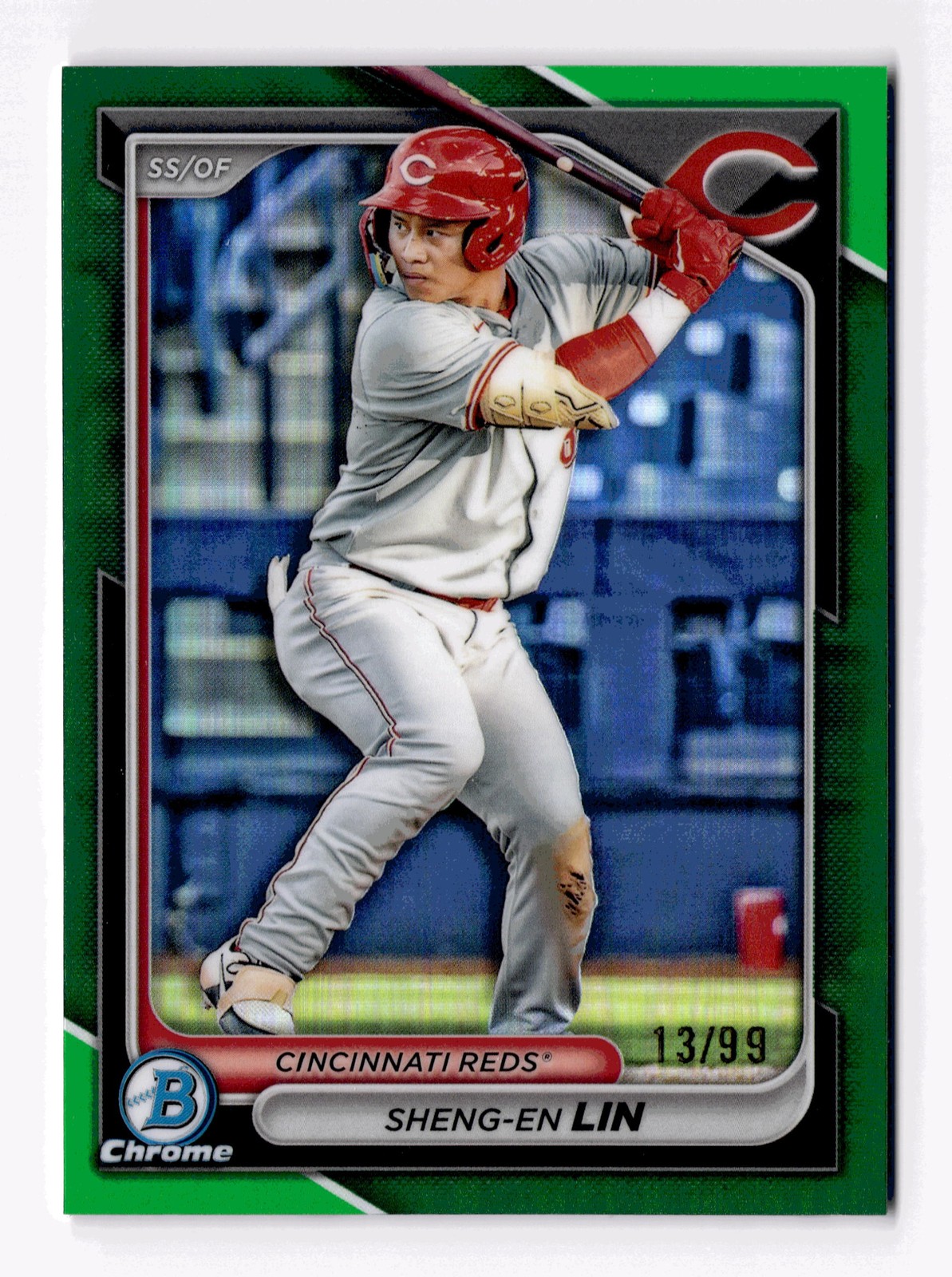 2024 Bowman Chrome 1st #BDC-147 Sheng-En Lin True Green Refractor #/99