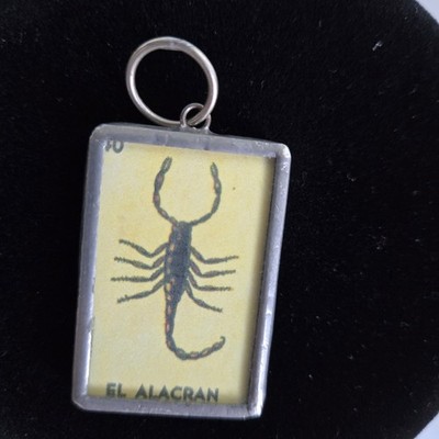 Loteria Double Sided EL Alacran and La Sirena Pendant Charm