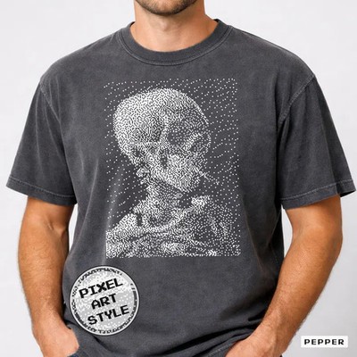 Pixel Skull Comfort Tee Van Gogh Dithering Art Style