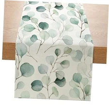 Eucalyptus Leaves Table Runner 13x72 Inch 13"×72", Light Green Eucalyptus