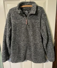 Alpine Sherpa Men’s Fleece Sz Medium Quarter Zip Gray Fuzzy Pullover Warm