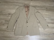 Vtg Haggar Mens Sz 44 Beige Tan Gold Button Blazer Suit Jacket Sport Coat