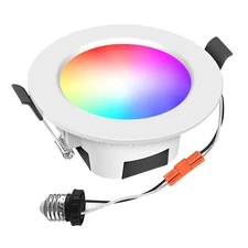 FVTLED Smart Recessed Lighting 4 Inch, Wireless Bluetooth 9W RGBWC Color Chan...