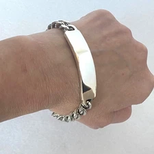 VTG Elco Solid Sterling Silver 925 Chunky Unisex ID Curb Chain Bracelet 7.75"