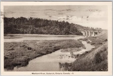 Vintage Maitland River Goderich Ontario Canada Postcard 1941 Litho H81