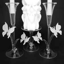 Butterfly Unity Taper Candle Holder Set of Blown Glass