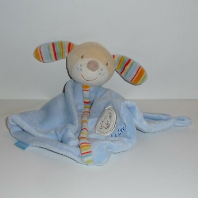 Doudou plat éléphant bleu orange vert FEHN