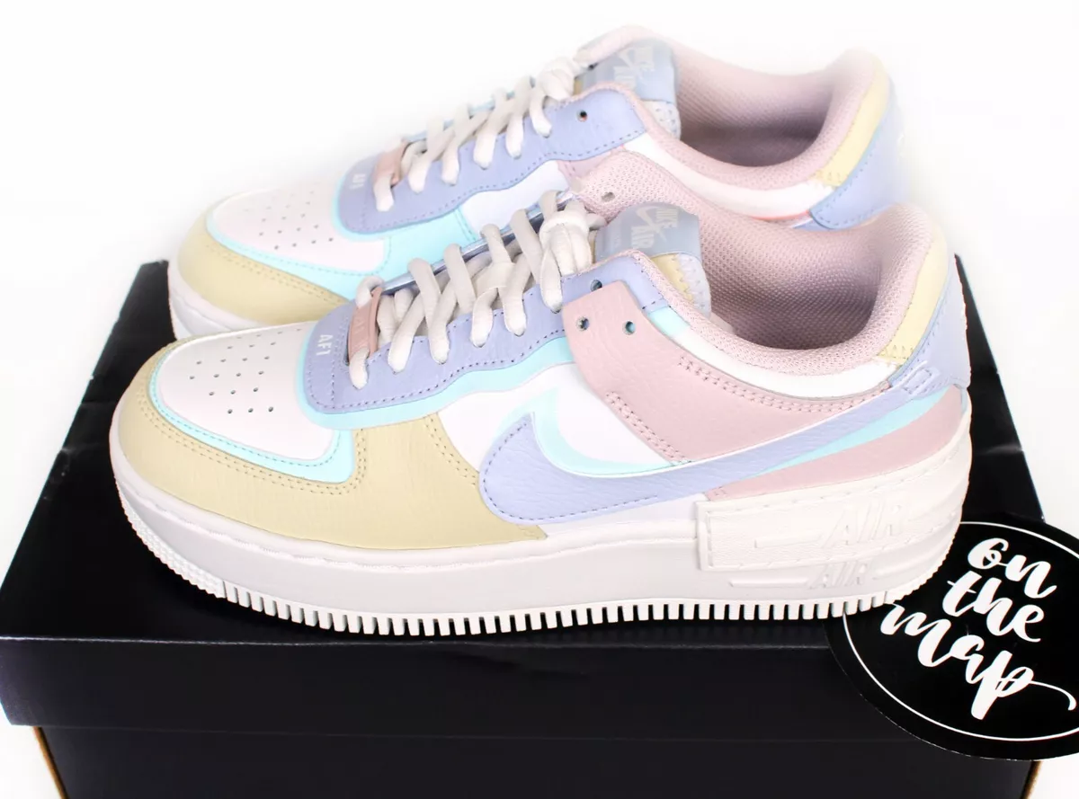 Nike Air Force 1 AF1 W Shadow Pastel Blue Pink Ghost UK 3 4 5 6 7