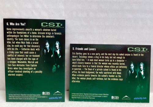 CSI Series 1 Trading Cards #1-100 Complete Set + Chase Sets Strictly Ink 2003 - Picture 5 of 15