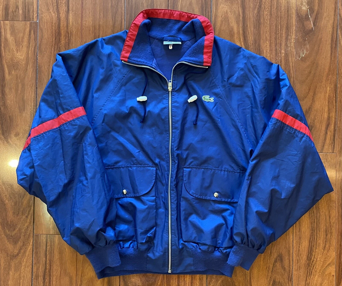 Vintage CHEMISE LACOSTE Mens Blue Bomber JACKET Size L Made In France VTG  80s