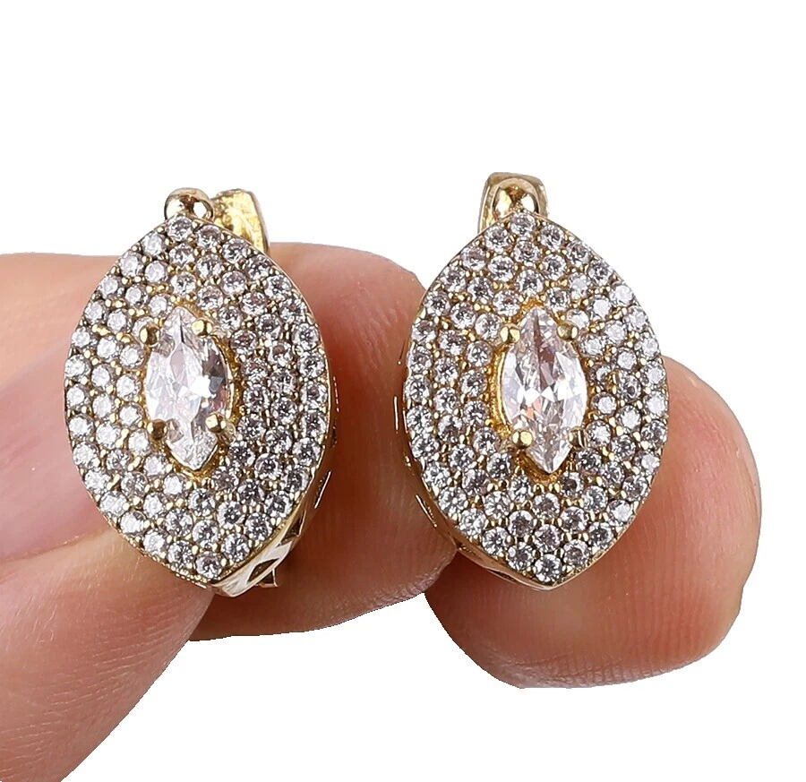 Topázio Branco Brincos de Moda de Bronze