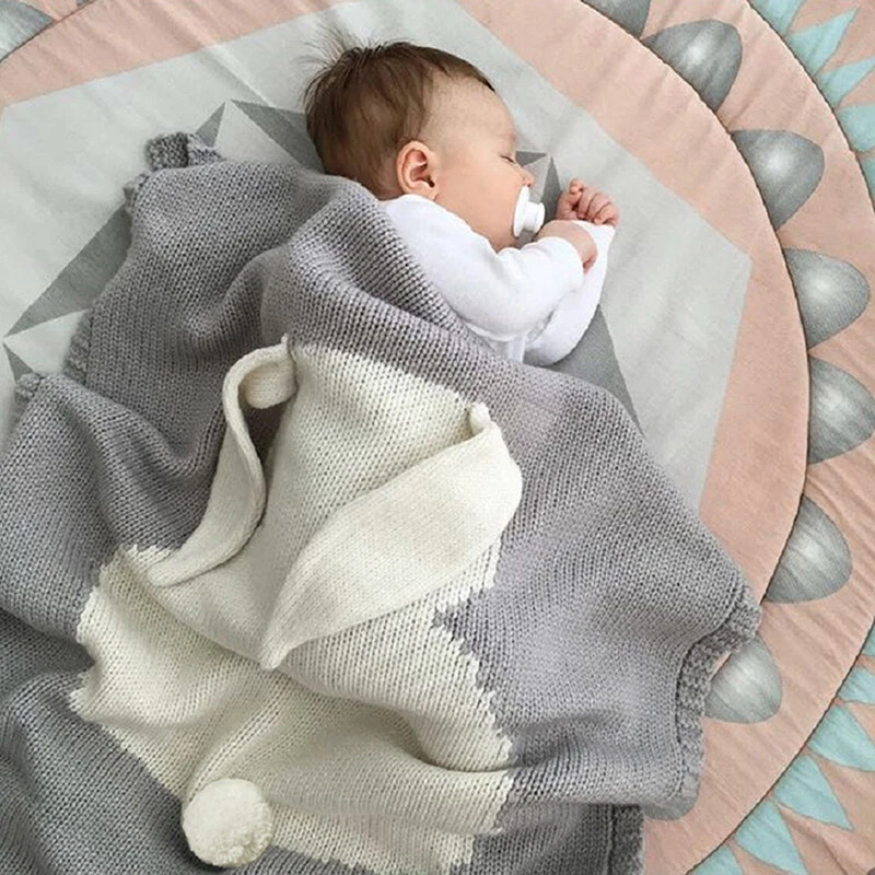 Soft Baby Crochet Bed Sofa Home Quilt Rug Kids Knit Wool Rabbit Bunny Blanket tl