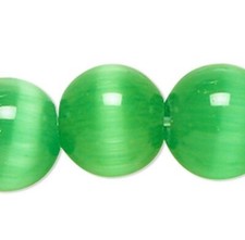 1 Strand 100 Emerald Green Cat's Eye Fiber Optic Glass 4mm Round Grade A Beads