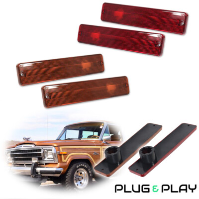 Left/Right Original Lamp Housings For 1984-1991 Jeep Grand Wagoneer Front + Rear