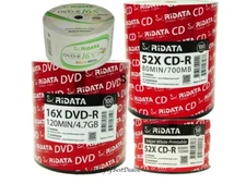 RIDATA CD-R DVD-R Media Blank Disc Logo Top Inkjet Printable Wholesale Lot