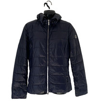 Armani Jeans Womens Navy Blue Padded Jacket Coat Size 40 Uk 12