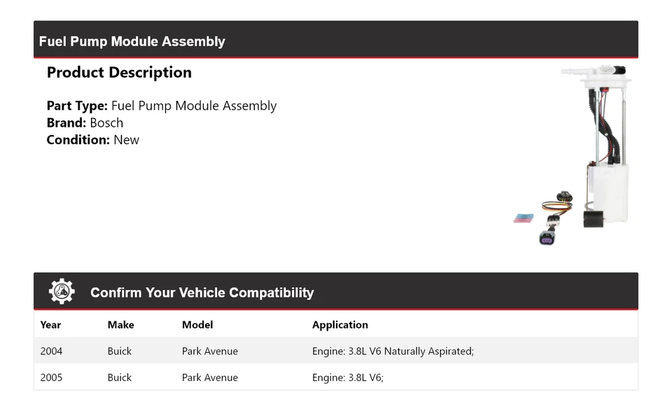 For 2004-2005 Buick Park Avenue Bosch Fuel Pump Module Assembly - Image 2 of 4