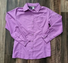 Womens Purple 10,000 Ft Above Sea Level Roll Tab Sleeve Vented Shirt Sz S 