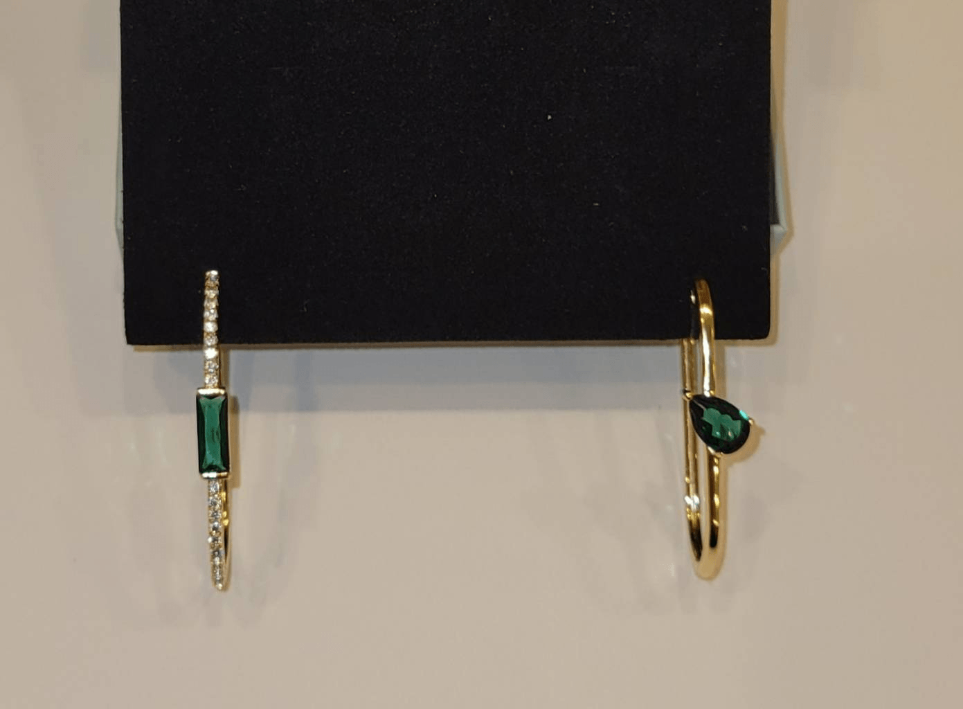 14K Gold Plated Rectangle Hoop Earrings with Cubic Zirconia  -image