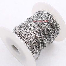 12m Anti-Tarnish Stainless Steel 4mm Flat/Round Cable Rolo Chain Oval findings