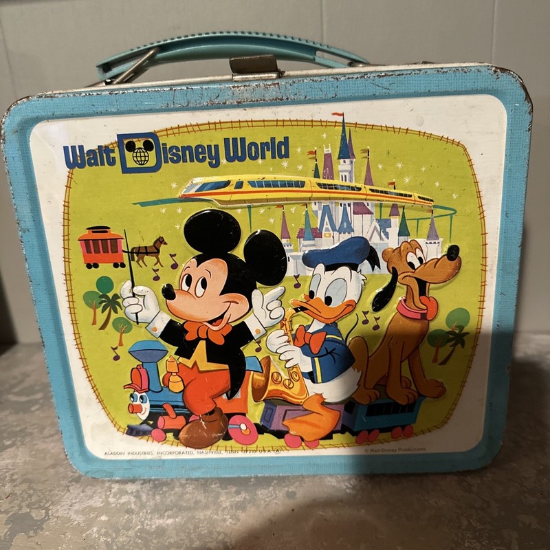 Vintage 1970’s Metal Lunchbox + Thermos Walt Disney World  Aladdin Bear Jamboree