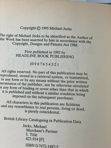 1st/1st The Merchant's Partner by Michael Jecks 1995 UK Headline HC Last Templar - Picture 9 of 10