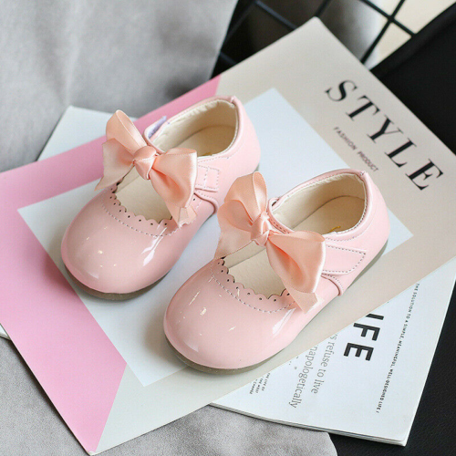 BABY GIRLS SPANISH BOW SHOES MARY JANE WEDDING PARTY PATENT CHILDREN FLAT SHOES - Picture 7 of 16