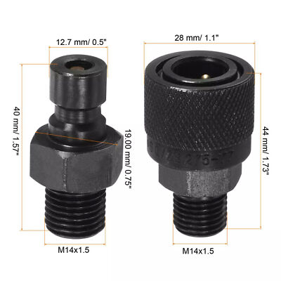Hydraulic Quick Connector Set For M14 Threads – Carbon Steel Quick Disconnect Coupler Kit, Steel Ball Locking, Leak-Proof, For Construction & Industrial Hydraulic Tools