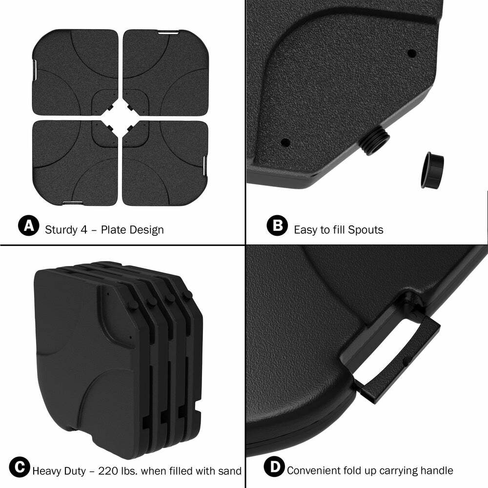 New 4 Pcs Umbrella Base Patio Cantilever W Handle Stand Water Sand Filled 220lb For Sale Online