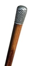 Vintage Antique Hammered Sterling Silver Fancy Swagger Knob Walking Stick Cane
