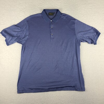 Bobby Jones Collection Polo Shirt Mens XL Blue Striped Performance Short Sleeve