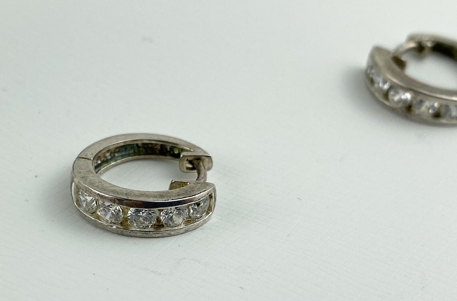 Sterling 925 Solid Silver Hinged Huggies Stud Ear… - image 10