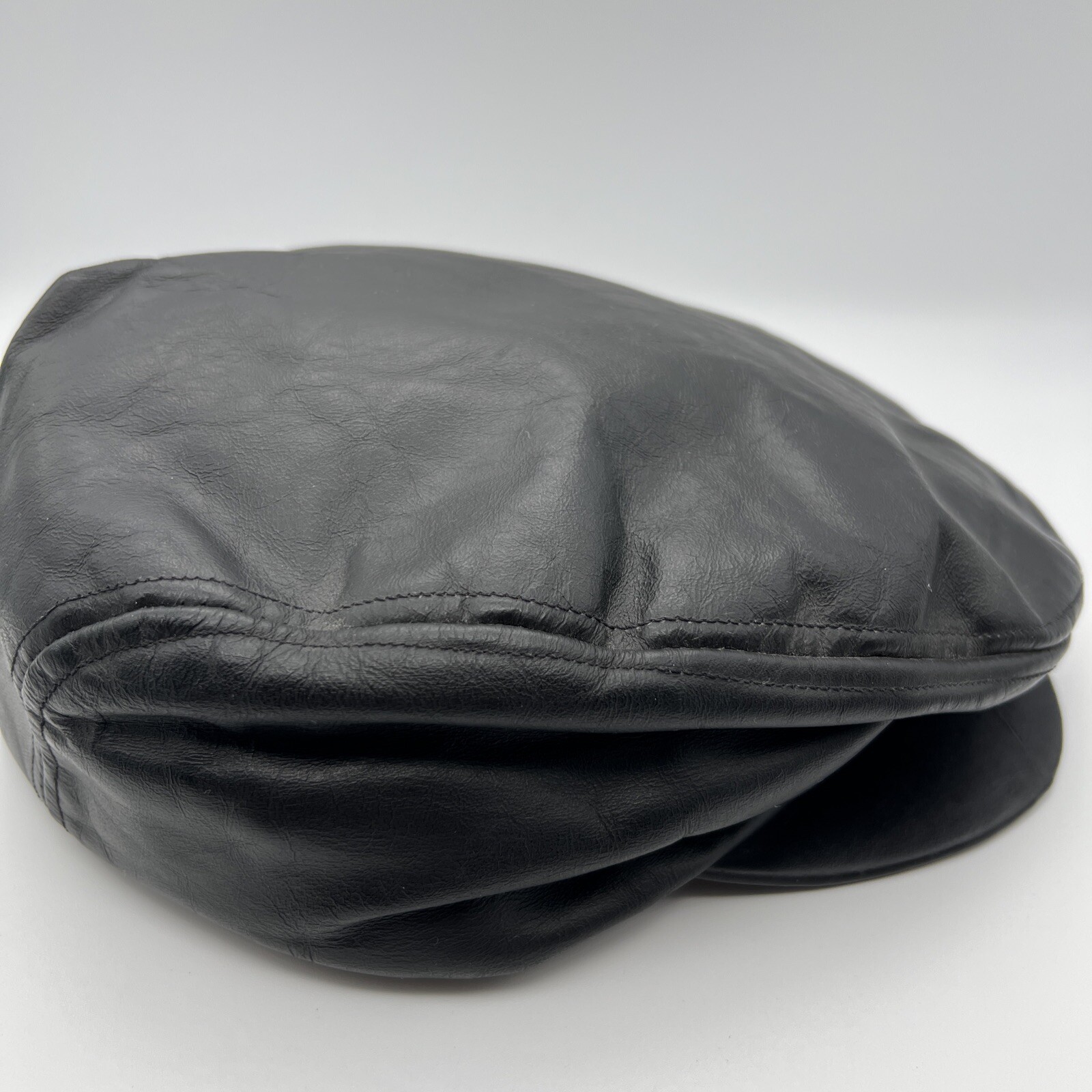 Vtg United Hatters Cap & Millinery Black Leather … - image 3