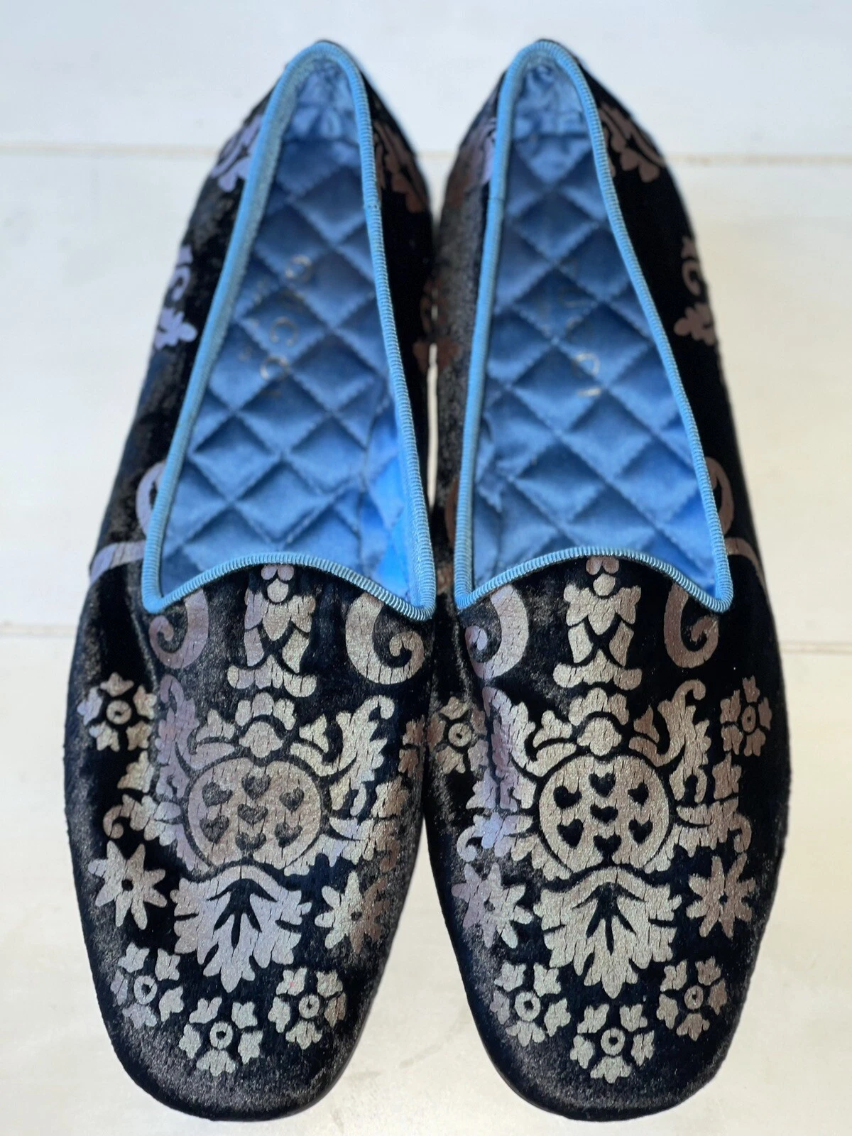 Pantoufles plates Gucci X Tom Ford imprimé velours damassé taille 36,5 C