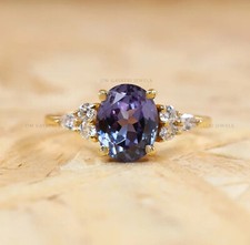 Genuine Alexandrite Ring 925 Sterling Silver Handmade Gift Ring for Women