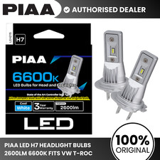 PIAA LED H7 Headlight Bulbs 2600lm Ultra Bright Light 6600K for VW T-Roc