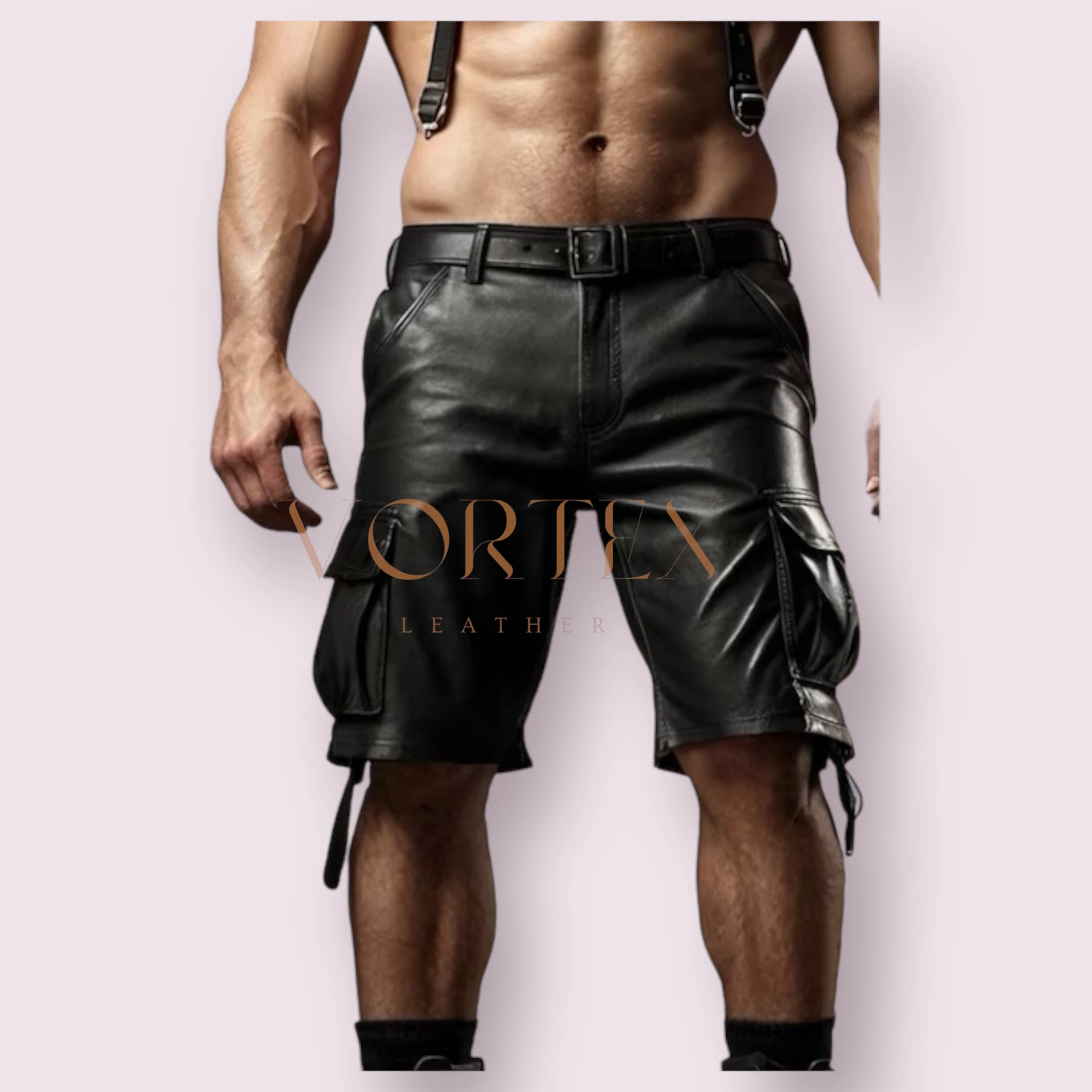 PUMA Pantaloncini gay da uomo in pelle in vera pelle d'agnello pelle gay colore nero