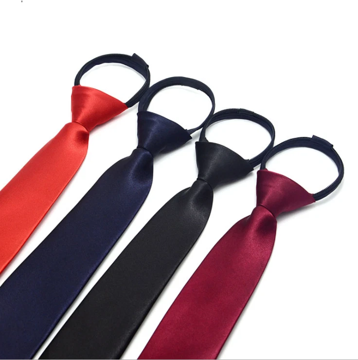 Girls/Boys 15" Fashion Skinny Slim Pre-tied Necktie With Zipper for 8-16Y Kids  - Image 3 of 4