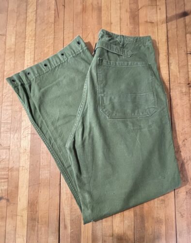 Vintage Mens 60s Swedish Military Pants Trousers 32 X 32 Cinch Buckle C50