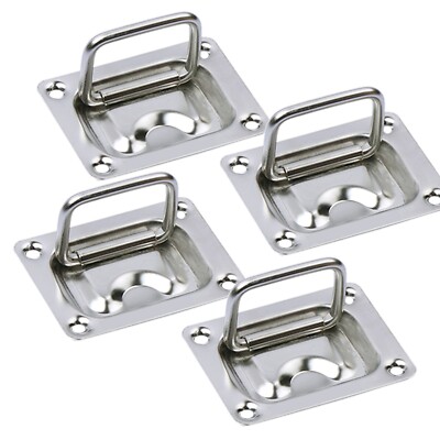 4X Boat Ring Hatch Latch Deck Hatch Handle Flush Mount Lifting Ring Pull Handle