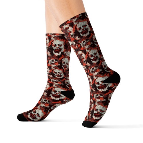 Watercolor Creepy Clown Halloween Socks - Picture 2 of 13