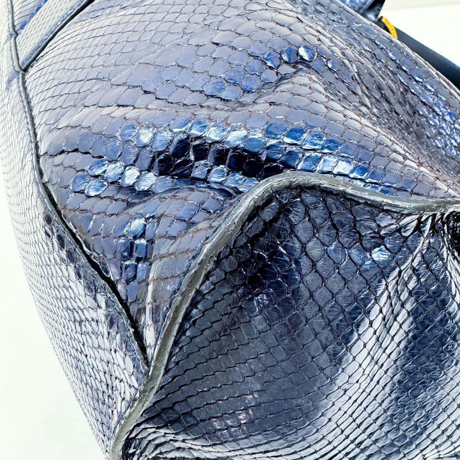 GUCCI Stirrup Metallic Midnight Blue Python Embos… - image 12