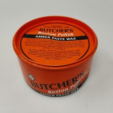 Vintage Butcher's Boston Polish Amber Paste Wax 16 oz Tin Partial Can - See Pics