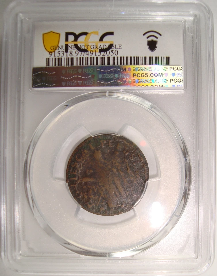 1652-1674 Nueva Jersey St. Patrick Colonial Farthing graduación profesional en muy buen estado detalle Foto 4 de 4