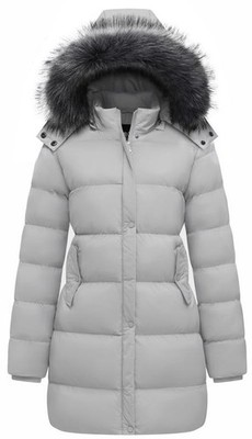 GGleaf Women's Winter Jacket Windproof Quilted Puffer Jacket Long Coat with Hood