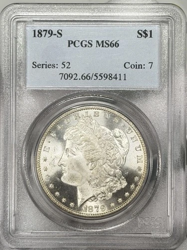 1879-S Morgan Dollar $1 PCGS MS66 San Francisco 90% Silver One Early US Coin
