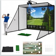 2 in 1 Golf Simulator Net System, 10 x 8ft Golf Practice Net Hitting Net with...